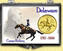 Delaware - Caesar Rodney Snaplock Display - with Gold Plated State Quarter MAIN