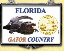 Florida - Gator Country Snaplock Display - with Gold Plated State Quarter MAIN