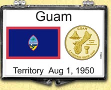 Guam Flag Snaplock Display - with Gold Plated Territorial Quarter MAIN