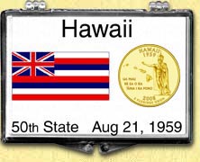 Hawaii State Flag Snaplock Display - with Gold Plated State Quarter MAIN