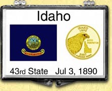 Idaho - State Flag Snaplock Display - with Gold Plated State Quarter MAIN
