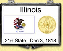 Illinois - State Flag Snaplock Display - with Gold Plated State Quarter MAIN