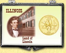 Illinois - Land of Lincoln Snaplock Display - with Gold Plated State Quarter MAIN