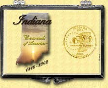 Indiana - State Motto Snaplock Display - with Gold Plated State Quarter MAIN