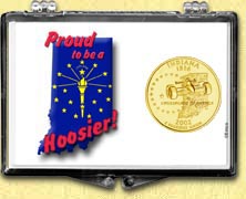 Indiana - Proud to be a Hoosier Snaplock Display - with Gold Plated State Quarter MAIN