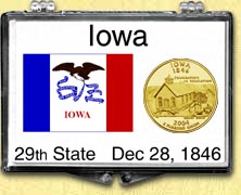 Iowa - State Flag Snaplock Display - with Gold Plated State Quarter MAIN