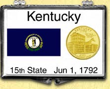 Kentucky - State Flag Snaplock Display - with Gold Plated State Quarter MAIN