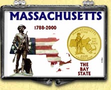 Massachusetts - Minuteman Snaplock Display - with Gold Plated State Quarter MAIN