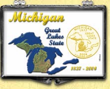 Michigan - Great Lakes State Snaplock Display - with Gold Plated State Quarter MAIN