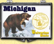 Michigan - Wolverine State Snaplock Display - with Gold Plated State Quarter MAIN