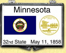 Minnesota - State Flag Snaplock Display - with Gold Plated State Quarter MAIN