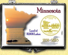 Minnesota - Land of 10,000 Lakes Snaplock Display - with Gold Plated State Quarter MAIN