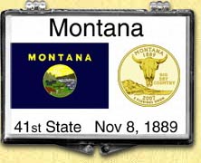 Montana - State Flag Snaplock Display - with Gold Plated State Quarter MAIN