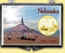 Nebraska - Chimney Rock Snaplock Display - with Gold Plated State Quarter MAIN