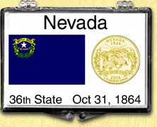 Nevada - State Flag Snaplock Display - with Gold Plated State Quarter MAIN