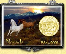 Nevada - Horses Snaplock Display - with Gold Plated State Quarter MAIN