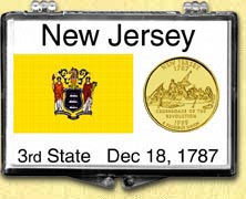 New Jersey - State Flag Snaplock Display - with Gold Plated State Quarter MAIN