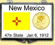 New Mexico State Flag Snaplock Display - with Gold Plated State Quarter MAIN