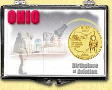 Ohio - Birthplace of Aviation Snaplock Display - with Gold Plated State Quarter MAIN