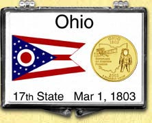Ohio - State Flag Snaplock Display - with Gold Plated State Quarter MAIN