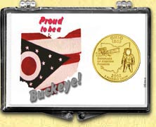 Ohio - Proud to be a Buckeye Snaplock Display - with Gold Plated State Quarter MAIN