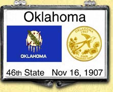 Oklahoma State Flag Snaplock Display - with Gold Plated State Quarter MAIN