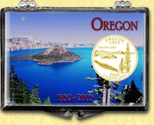 Oregon - Crater Lake Snaplock Display - with Gold Plated State Quarter MAIN