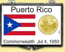 Puerto Rico Flag Snaplock Display - with Gold Plated Territorial Quarter MAIN