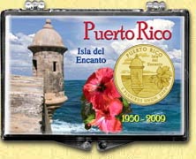 Puerto Rico - Old Fort Snaplock Display - with Gold Plated Territorial Quarter MAIN