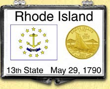 Rhode Island - State Flag Snaplock Display - with Gold Plated State Quarter MAIN