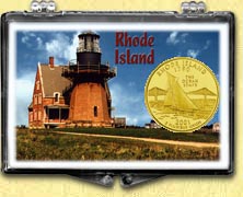Rhode Island - Lighthouse Snaplock Display - with Gold Plated State Quarter MAIN
