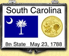 South Carolina - State Flag Snaplock Display - with Gold Plated State Quarter MAIN