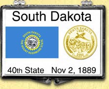 South Dakota - State Flag Snaplock Display - with Gold Plated State Quarter MAIN