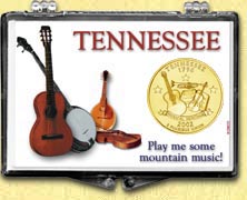 Tennessee - Play Me Some Mountain Music Snaplock Display - with Gold Plated State Quarter MAIN