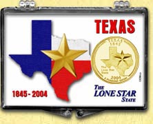 Texas - Lone Star State Snaplock Display - with Gold Plated State Quarter MAIN