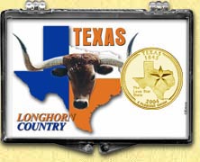 Texas - Longhorn Country Snaplock Display - with Gold Plated State Quarter MAIN