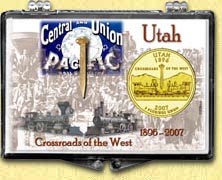 Utah - Crossroads Of The West Snaplock Display - with Gold Plated State Quarter MAIN
