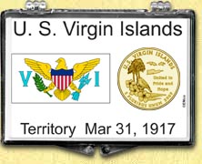 US Virgin Islands Flag Snaplock Display - with Gold Plated Territorial Quarter MAIN