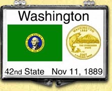 Washington - State Flag Snaplock Display - with Gold Plated State Quarter MAIN
