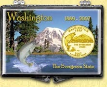 Washington - The Evergreen State Snaplock Display - with Gold Plated State Quarter MAIN