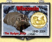 Wisconsin - Badger State Snaplock Display - with Gold Plated State Quarter MAIN