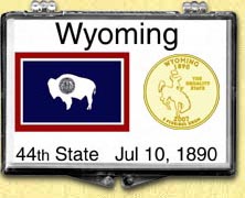 Wyoming - State Flag Snaplock Display - with Gold Plated State Quarter MAIN