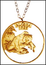 Alaska, Gold Plated Cut-Out Coin Necklace MAIN