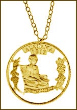 Alabama, Gold Plated Cut-Out Coin Necklace MAIN