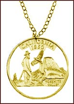 California, Gold Plated Cut-Out Coin Necklace MAIN