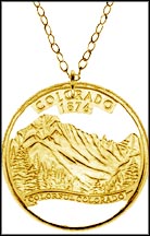 Colorado, Gold Plated Cut-Out Coin Necklace MAIN