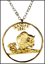 Kansas, Gold Plated Cut-Out Coin Necklace MAIN