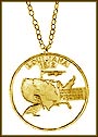 Louisiana, Gold Plated Cut-Out Coin Necklace MAIN