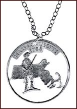Massachusetts Cut-Out Coin Necklace MAIN