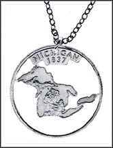 Michigan Cut-Out Coin Necklace MAIN